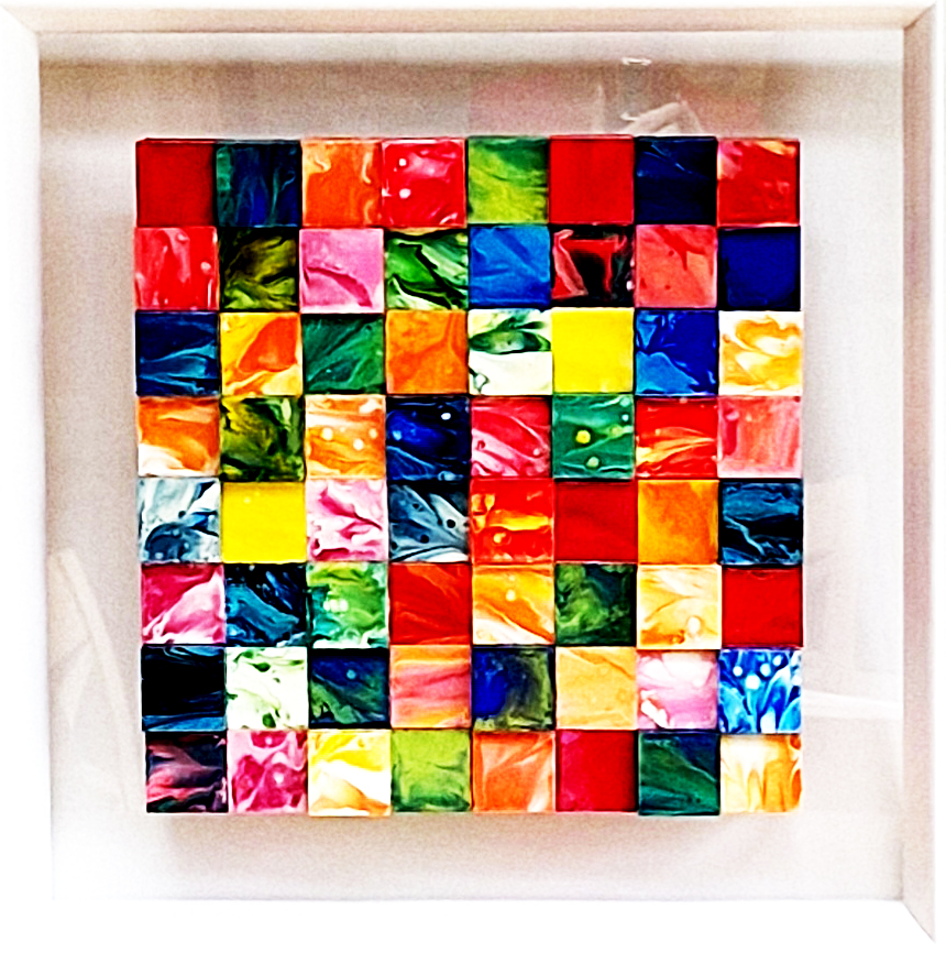 3. Multi colored puzzle plexiglas 58 x 58 cm 1